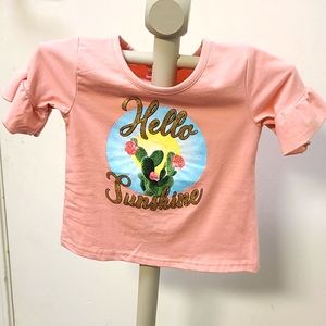BRAND NEW! BOUTIQUE pink Half sleeve tee, Cactus, hello sunshine